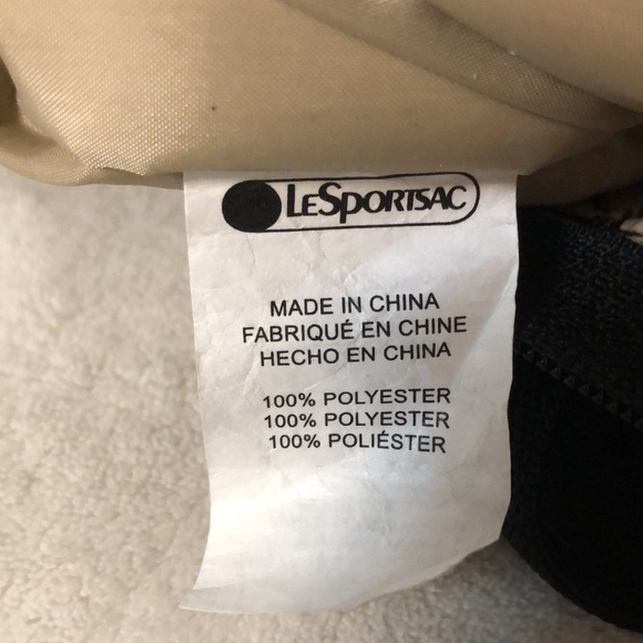 LeSportsac polka dot black zipper cross body bag w lt blue, white, and tan dots - Picture 11 of 14